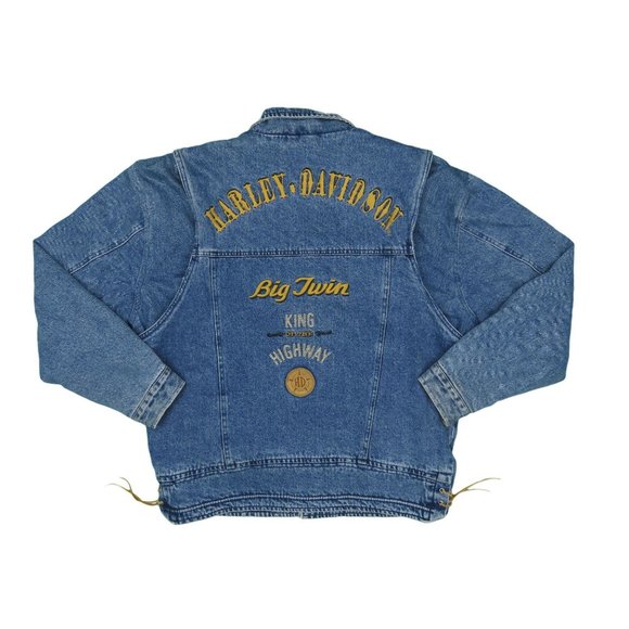 90s Vintage Harley Davidson Motorcycle Jean Jacket - Picture 2 of 4